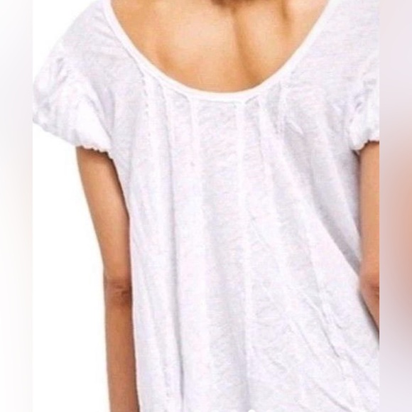 Free People White Scoop Neck Short Sleeve Tee - Picture 2 of 8